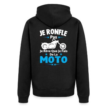 Je Ronfle Pas Je Rêve Que Je Fais De La Moto - Veste à capuche bio Premium Unisexe - noir - Dos - Nico (187cm)