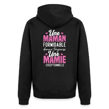 Maman Formidable Donne Mamie Exceptionnelle - Veste à capuche bio Premium Unisexe - noir - Dos - Nico (187cm)