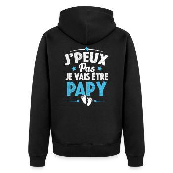 Je Peux Pas Je Vais Être Papy Cadeau Grand-père - Veste à capuche bio Premium Unisexe - noir - Dos - Nico (187cm)