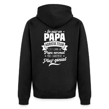 Un Papa Agriculteur C'est Comme Un Papa Normal - Veste à capuche bio Premium Unisexe - noir - Dos - Nico (187cm)