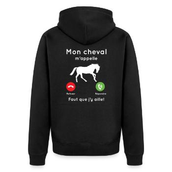 Mon cheval m'appelle faut que j’y aille Cadeau - Veste à capuche bio Premium Unisexe - noir - Dos - Nico (187cm)