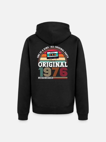 Oryginalny maj 1976 47th Birthday Gift Men - Ekologiczna rozpinana bluza z kapturem Premium unisex - czarny