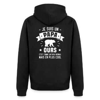 Je suis un Papa Ours Plus Cool Humour Cadeau - Veste à capuche bio Premium Unisexe - noir - Dos - Nico (187cm)