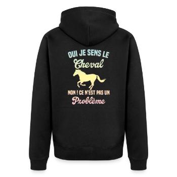 Oui Je Sens Le Cheval non ce n est pas un problème - Veste à capuche bio Premium Unisexe - noir - Dos - Nico (187cm)