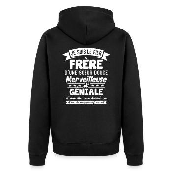 Frère Et Sœur Cadeau Humour Personnalisé - Veste à capuche bio Premium Unisexe - noir - Dos - Nico (187cm)