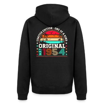 Original Mai 1954 68. Geburtstag Geschenk Herren - Unisex Premium Bio Zip Hoodie - Schwarz - Hinten - Nico (187cm)