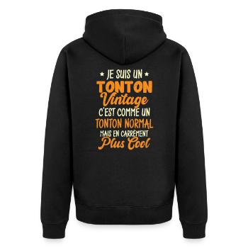 Tonton Vintage C'est Comme Tonton Normal Plus Cool - Veste à capuche bio Premium Unisexe - noir - Dos - Nico (187cm)