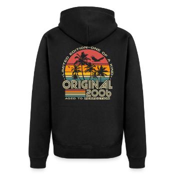 2006 Jahrgang Vintage Retro Geburtstag Geschenk - Unisex Premium Bio Zip Hoodie - Schwarz - Hinten - Nico (187cm)