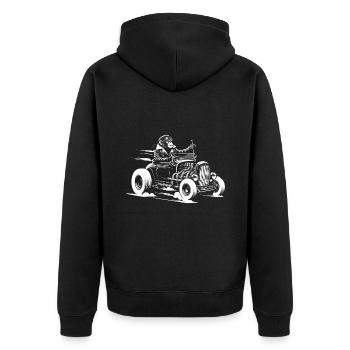 Affe am Steuer - Unisex Premium Bio Zip Hoodie - Schwarz - Hinten - Nico (187cm)