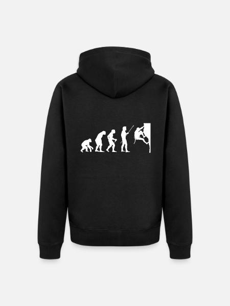 Climbing Evolution Boulderin Mountaineering Boulde - Unisex Premium Bio Zip Hoodie - Schwarz