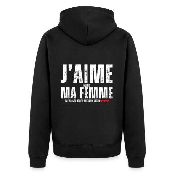 J' aime ma femme humour gaming cadeau pour gamer - Veste à capuche bio Premium Unisexe - noir - Dos - Nico (187cm)