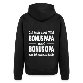 Stiefpapa Stiefopa Stiefgroßvater Geschenk - Unisex Premium Bio Zip Hoodie - Schwarz - Hinten - Nico (187cm)