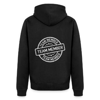 Team Mitglied - Unisex Premium Bio Zip Hoodie - Schwarz - Hinten - Nico (187cm)