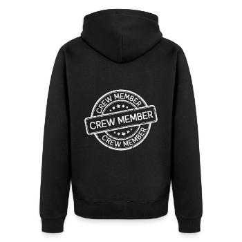 Crew Member - Unisex Premium Organic Zip Hoodie - black - Back - Nico (187cm)