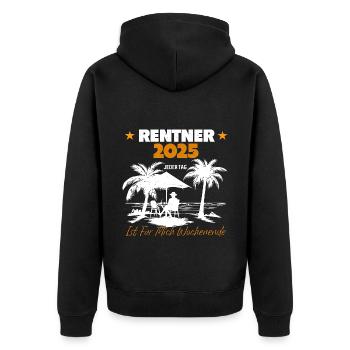 Rente Ruhestand Rentner Geschenk - Unisex Premium Bio Zip Hoodie - Schwarz - Hinten - Nico (187cm)