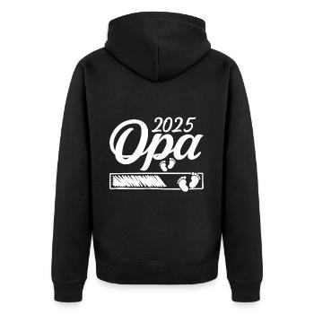 Werdender Opa 2025 Opa loading Geschenk Männer - Unisex Premium Bio Zip Hoodie - Schwarz - Hinten - Nico (187cm)