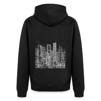 Big city metropolis with skyscrapers - Lineart - Unisex Premium Organic Zip Hoodie - black - Back - Nico (187cm)