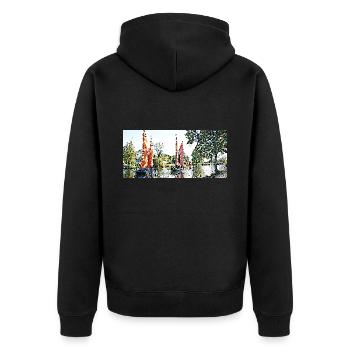 Segelboote und die Bogue - Unisex Premium Bio Zip Hoodie - Schwarz - Hinten - Nico (187cm)