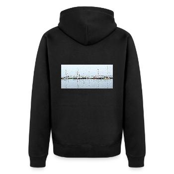 Boote und ihre Reflexion - Unisex Premium Bio Zip Hoodie - Schwarz - Hinten - Nico (187cm)
