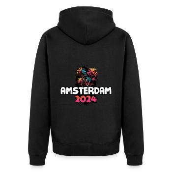 Amsterdam 2024 Holiday Trip Colorful - Unisex Premium Organic Zip Hoodie - black - Back - Nico (187cm)