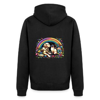 Friendship Spell: Dog and Cat - Unisex Premium Organic Zip Hoodie - black - Back - Nico (187cm)