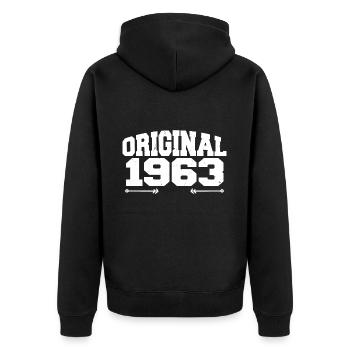 Original 1963 | Geburtstagsgeschenk 1963 - Unisex Premium Bio Zip Hoodie - Schwarz - Hinten - Nico (187cm)