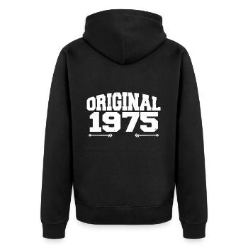 Original 1975 | Geburtstagsgeschenk 1975 - Unisex Premium Bio Zip Hoodie - Schwarz - Hinten - Nico (187cm)