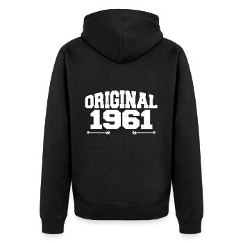 Original 1961 | Birthday Gift 1961 - Unisex Premium Organic Zip Hoodie - black - Back - Nico (187cm)
