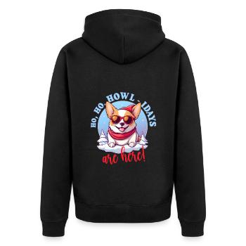 Pembroke Welsh Corgi in Winter, Sweet Illustration - Unisex Premium Organic Zip Hoodie - black - Back - Nico (187cm)