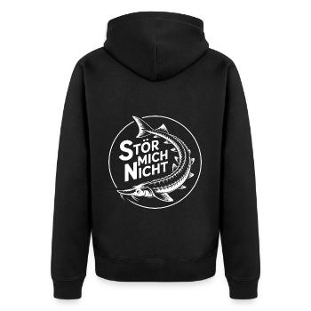 Stör angeln Sportfischen Stör mich nicht - Unisex Premium Bio Zip Hoodie - Schwarz - Hinten - Nico (187cm)