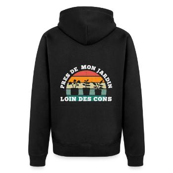 Jardinage près de mon jardin humour cadeau vintage - Veste à capuche bio Premium Unisexe - noir - Dos - Nico (187cm)