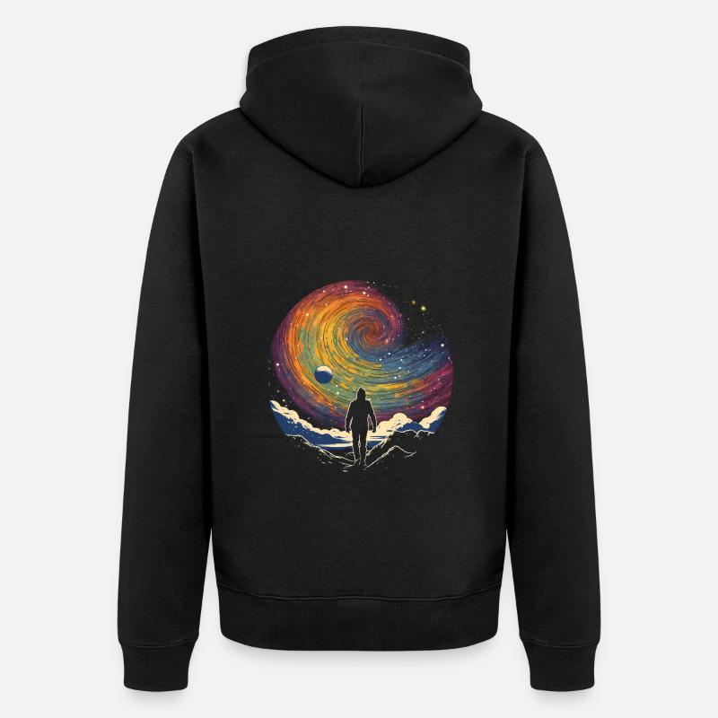 Rainbow Space Walk - Surreale Welten - Unisex Premium Bio Zip Hoodie - Schwarz