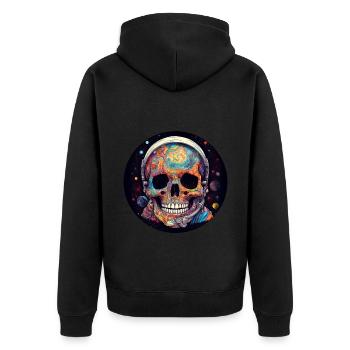 Psychedelic Space Skull - Unisex Premium Organic Zip Hoodie - black - Back - Nico (187cm)