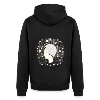 Gehirn Strukturen - Surreale Kunst - Unisex Premium Bio Zip Hoodie - Schwarz - Hinten - Nico (187cm)