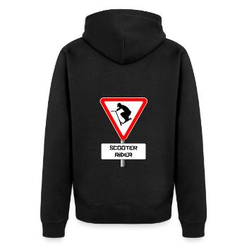 Priorität 2 - Unisex Premium Bio Zip Hoodie - Schwarz - Hinten - Nico (187cm)