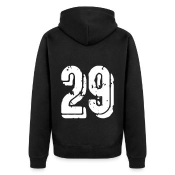 29 Zahl Trikot - Unisex Premium Bio Zip Hoodie - Schwarz - Hinten - Nico (187cm)