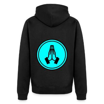 Praying hands circle - Unisex Premium Organic Zip Hoodie - black - Back - Nico (187cm)