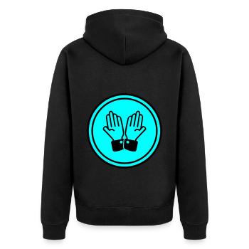 hands praying circle - Unisex Premium Organic Zip Hoodie - black - Back - Nico (187cm)