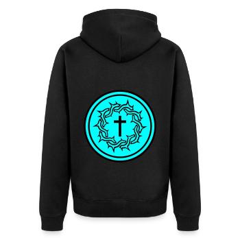 Dornenkrone Jesus icon - Unisex Premium Bio Zip Hoodie - Schwarz - Hinten - Nico (187cm)