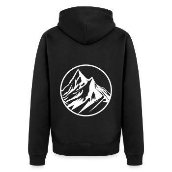 Berge Symbol - Unisex Premium Bio Zip Hoodie - Schwarz - Hinten - Nico (187cm)