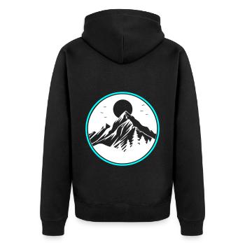 Berge Natur Mountains Silhouette - Unisex Premium Bio Zip Hoodie - Schwarz - Hinten - Nico (187cm)