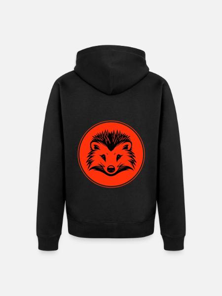 Igel Tier - Unisex Premium Bio Zip Hoodie - Schwarz