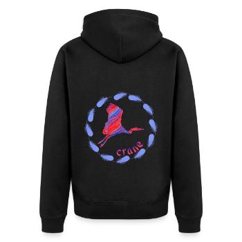 Crane E 279 - Unisex Premium Organic Zip Hoodie - black - Back - Nico (187cm)