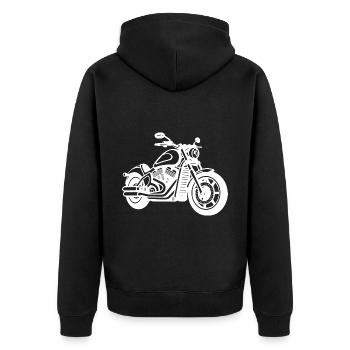 Motorcycle Biker - Unisex Premium Organic Zip Hoodie - black - Back - Nico (187cm)