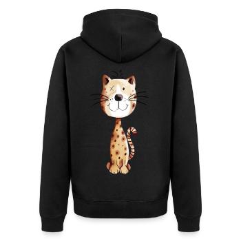 Little Cat - Cats Comic - Unisex Premium Organic Zip Hoodie - black - Back - Nico (187cm)