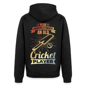 Cricket Grandfather - Unisex Premium Organic Zip Hoodie - black - Back - Nico (187cm)