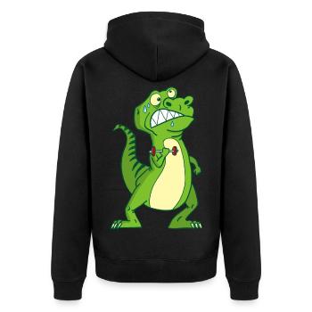 Kräftiger Dinosaurier - Unisex Premium Bio Zip Hoodie - Schwarz - Hinten - Nico (187cm)