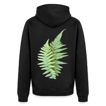 Fern Leaves Fern Leaves Green - Unisex Premium Organic Zip Hoodie - black - Back - Nico (187cm)