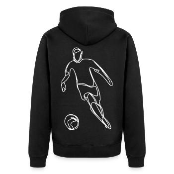 Fußballer Skizze - Unisex Premium Bio Zip Hoodie - Schwarz - Hinten - Nico (187cm)