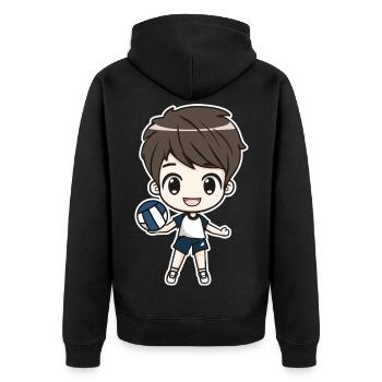Kleiner Volleyballer Junge - Unisex Premium Bio Zip Hoodie - Schwarz - Hinten - Nico (187cm)